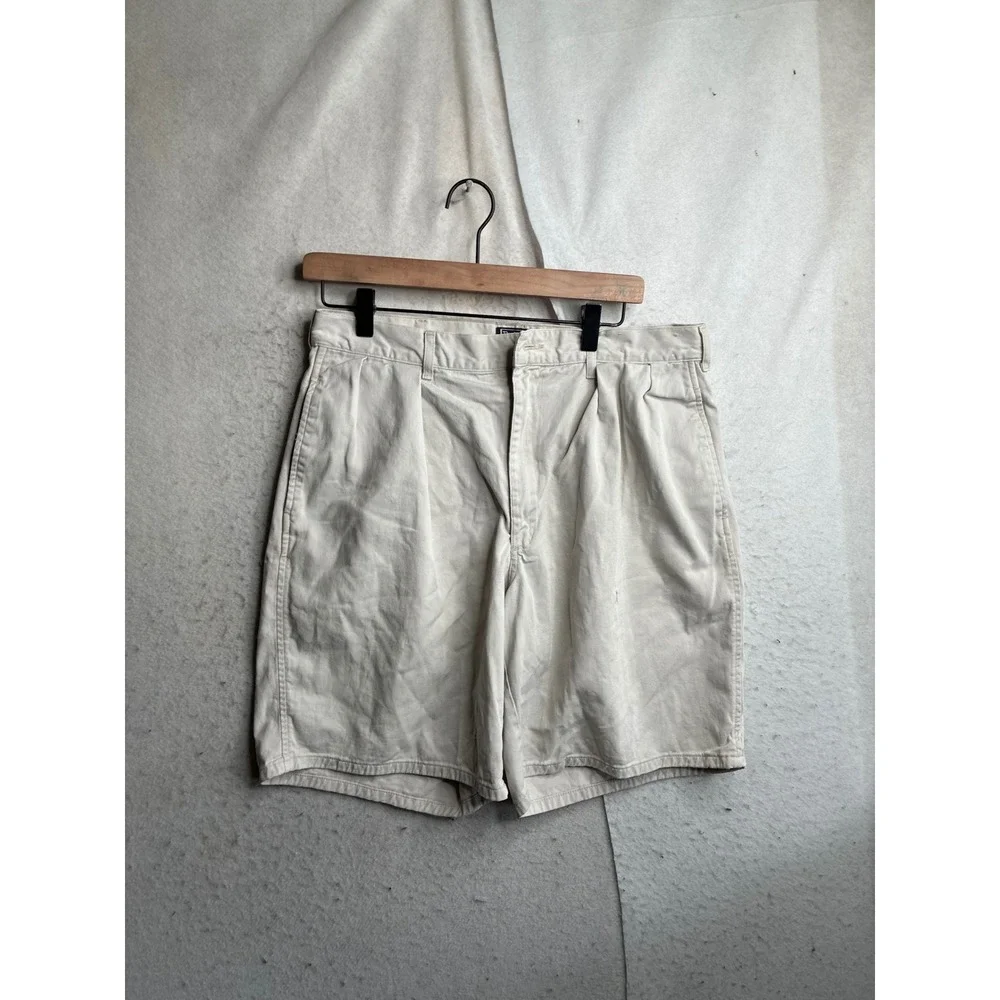 Polo Ralph Lauren Andrew Shorts Mens 34 Tan Beige Pleated Chino Cotton USA 90s